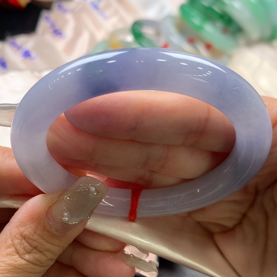 翡翠未镶嵌手镯54.3冰胶蓝紫小众款