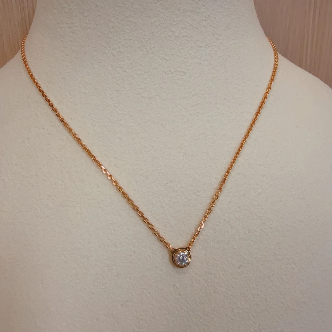 铜合金锆石项链 XL025精致系列单钻时尚锁骨飞碟轻奢带钻