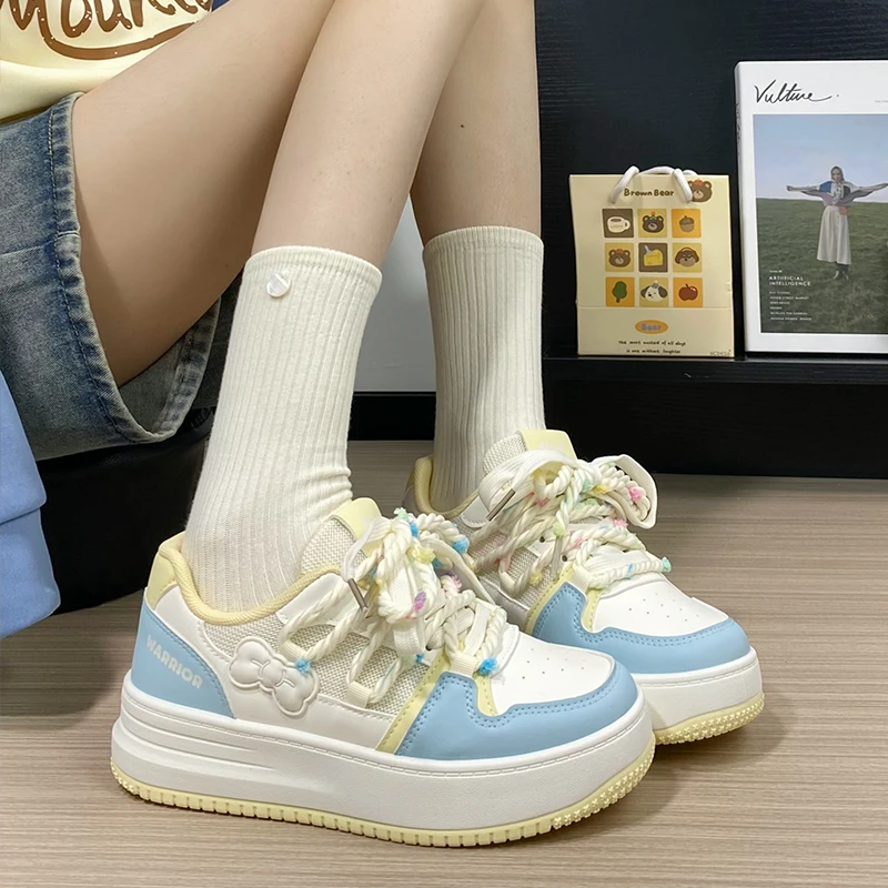 回力原创蝴蝶结小白鞋女2025新款夏季透气百搭学生厚底休闲板鞋子