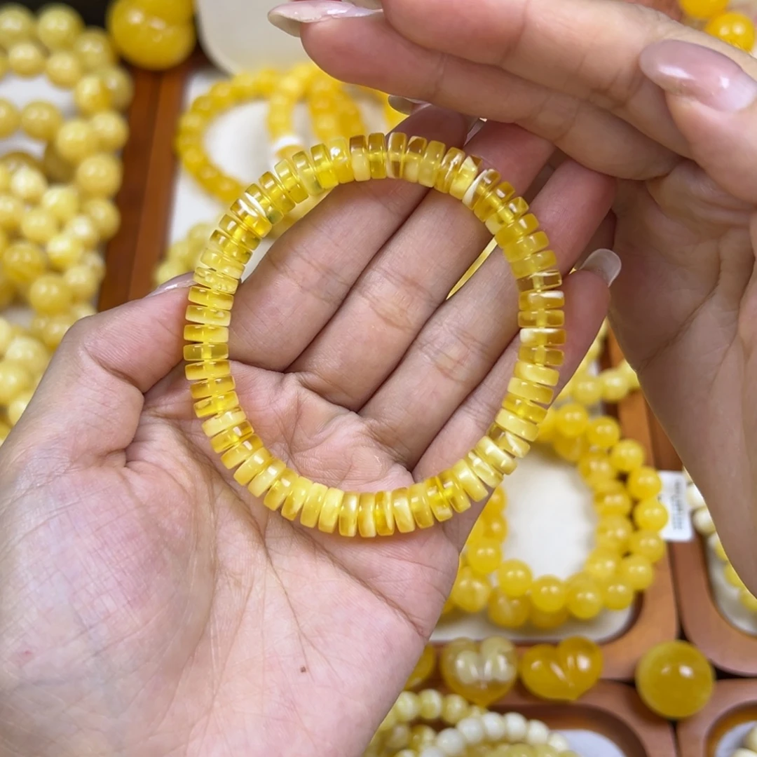 琥珀未镶嵌手链8 金白药片