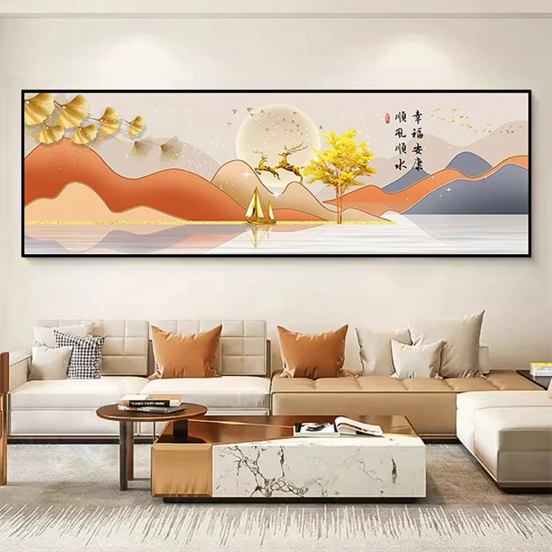 客厅贴钻十字绣水晶钻石画满钻沙发背景墙幸福安康自己贴钻钻石绣