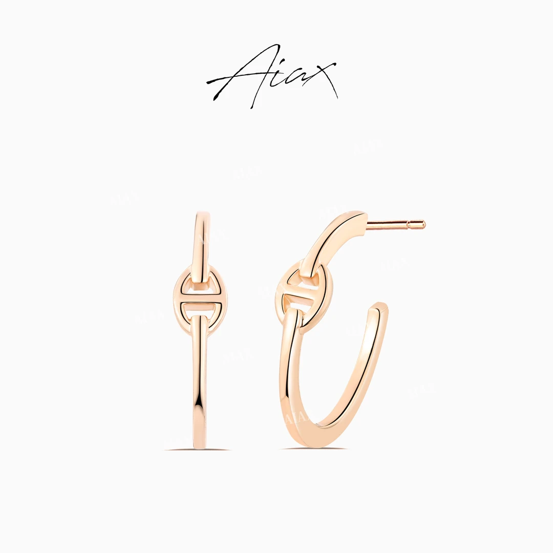 铜合金耳饰 时尚简约经典金属风简约轻奢光面圈圈耳环TSL1456