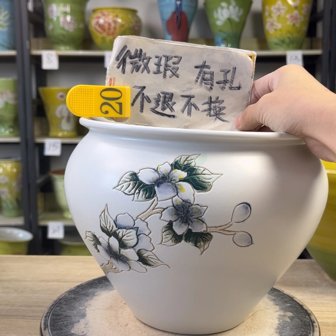 瓷片景德镇手绘手绘陶瓷花盆