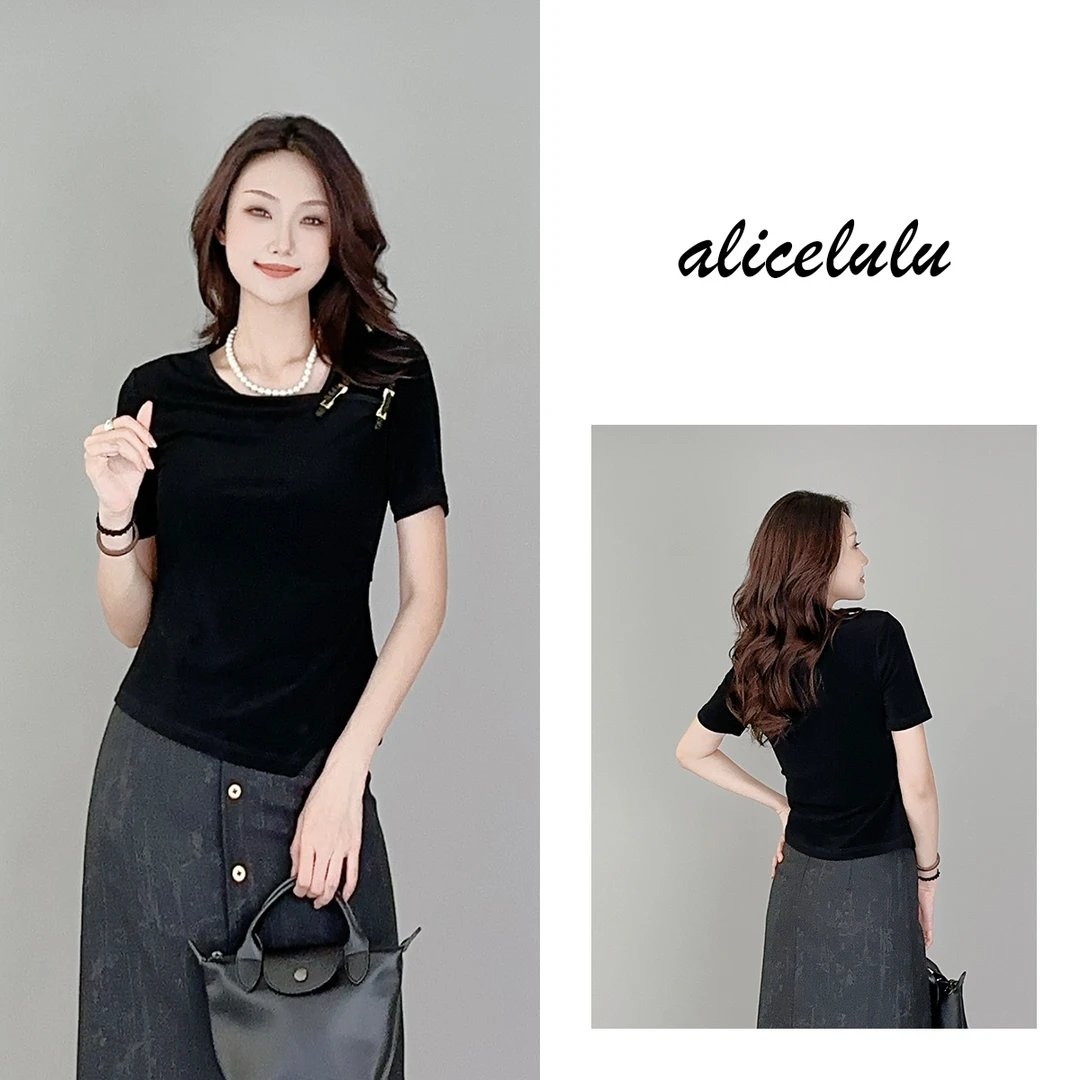 6alicelulu玲珑心衬衫国风斜襟温婉醋酸S1033860L