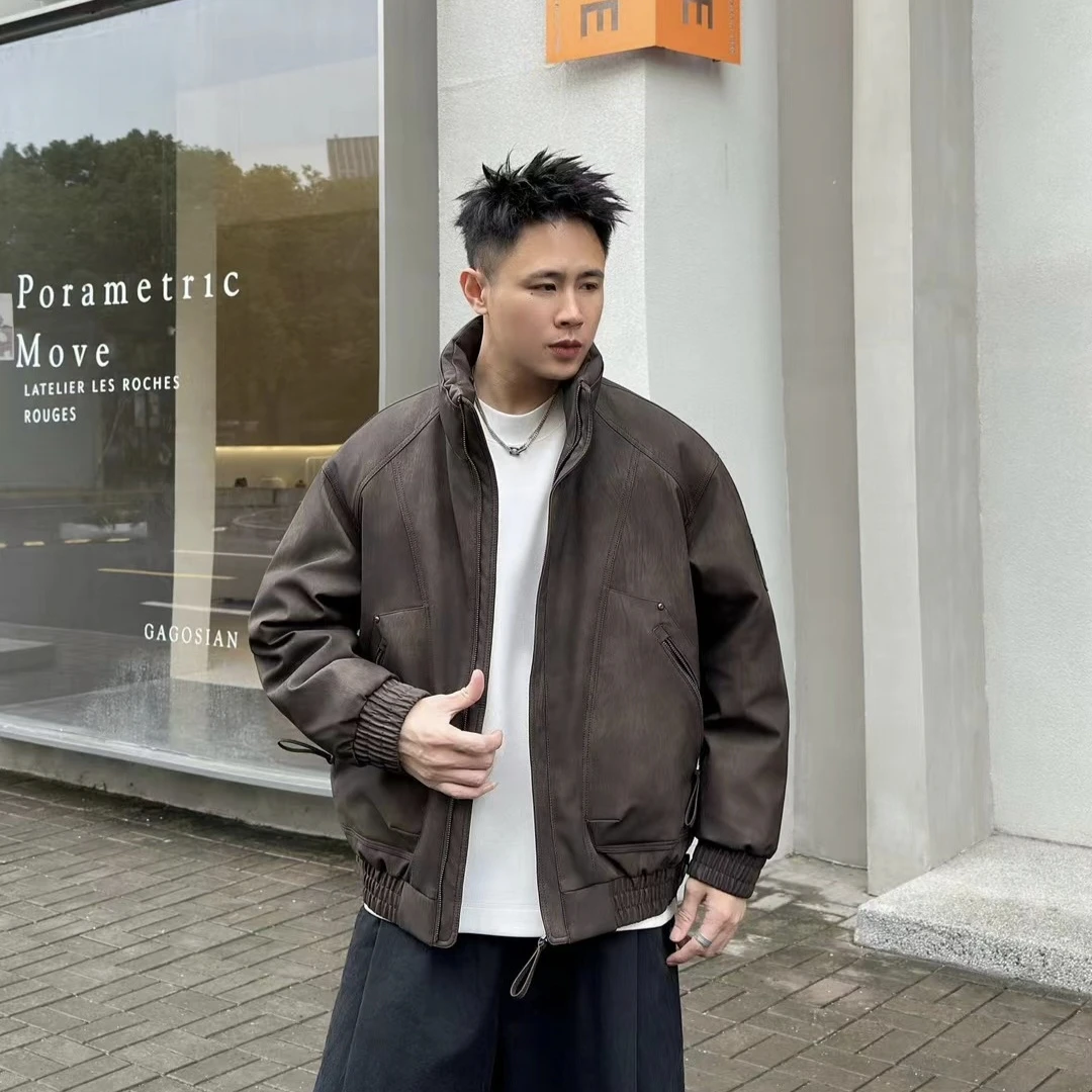 【国标羽绒服】小众设计高档皮料立领羽绒外套#2896