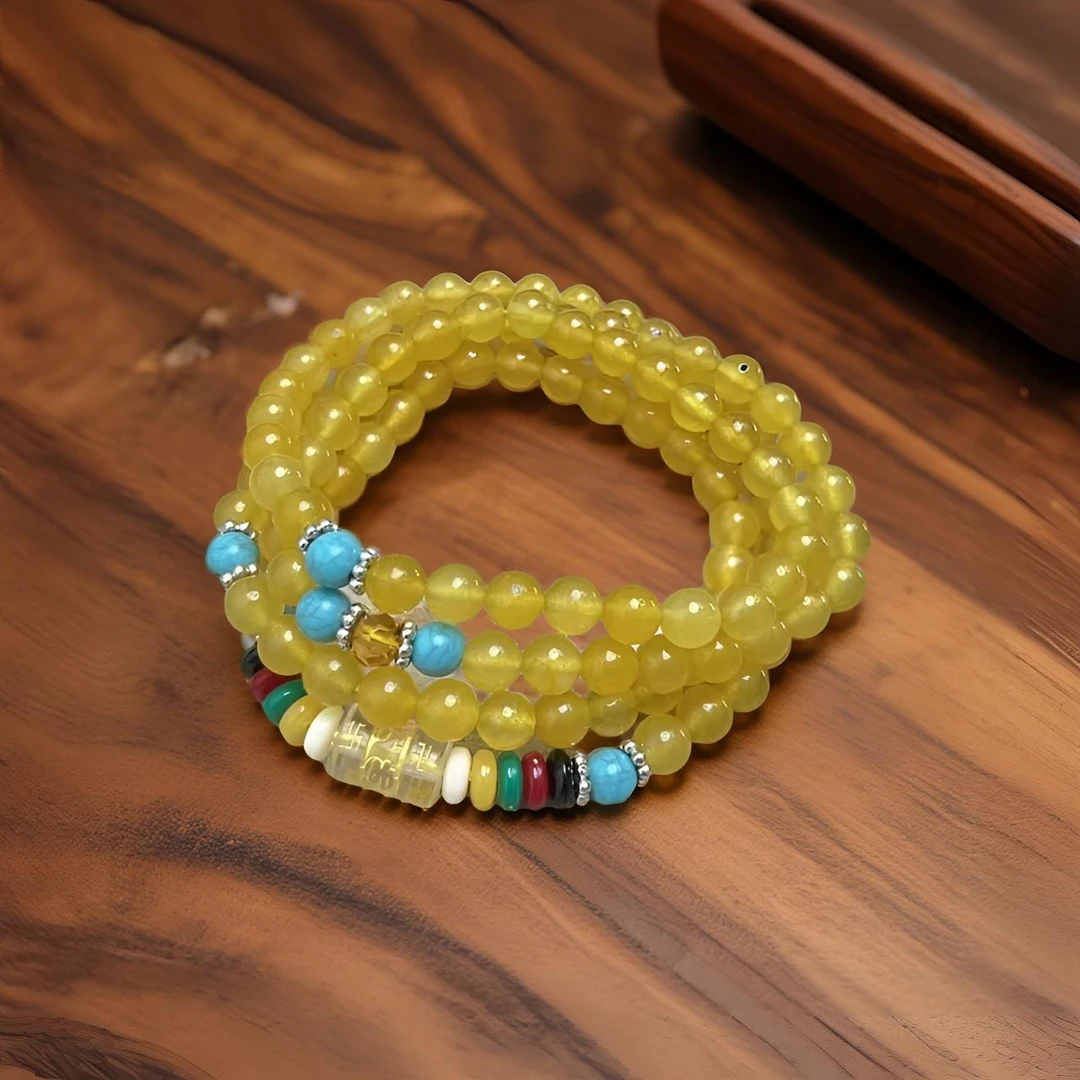 A027天然黄玛瑙四圈5.5mm（多样性发其一