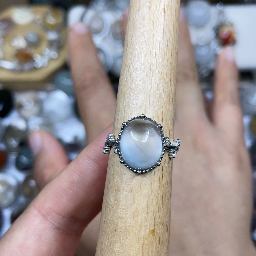 【闪购商品】银S925镶嵌珠宝半成品水晶戒指