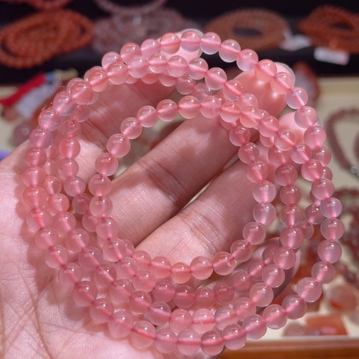 南红玛瑙冰粉多圈5+未镶嵌1018