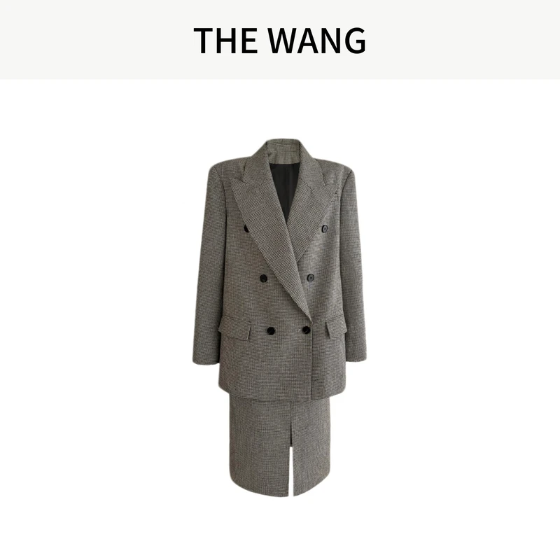 THE WANG 香氛邂逅 格纹重磅精仿西装套装