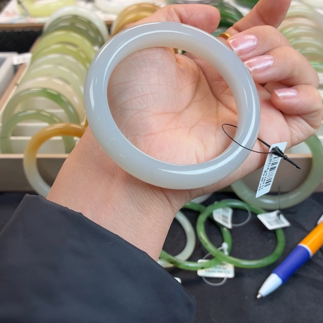 和田玉未镶嵌手镯烟紫26