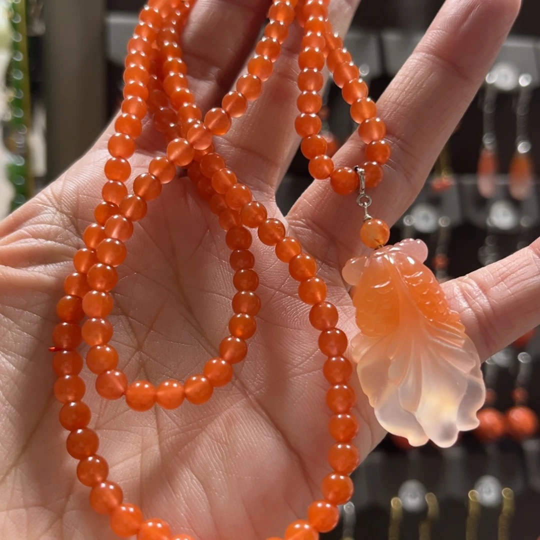 南红玛瑙银S925镶嵌耳饰