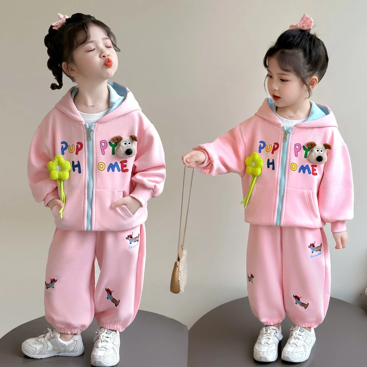 女童春秋套装2025新款洋气儿童秋装休闲卫衣时髦女宝宝运动两件套