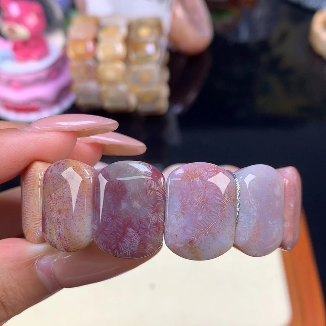 【闪购商品】颈饰未镶嵌硅化珊瑚（珊瑚玉）13号 粉紫虫