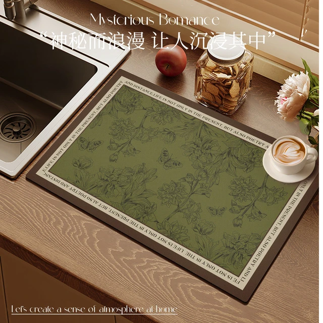 美式硅藻泥厨房台面沥水垫洗碗池吸水垫浴室卫生间洗漱台面垫子