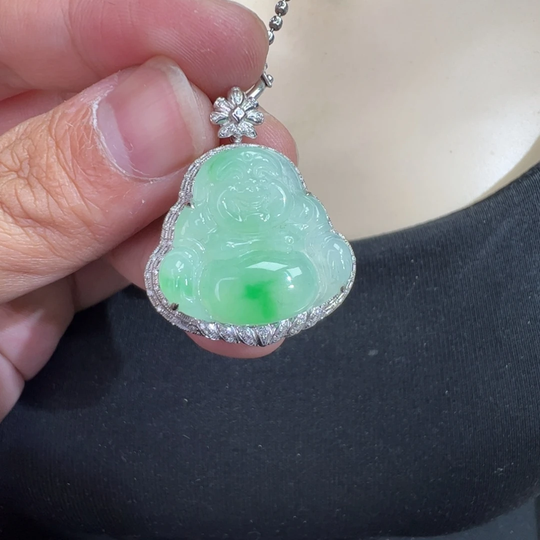 翡翠18K金镶嵌吊坠(不含链)