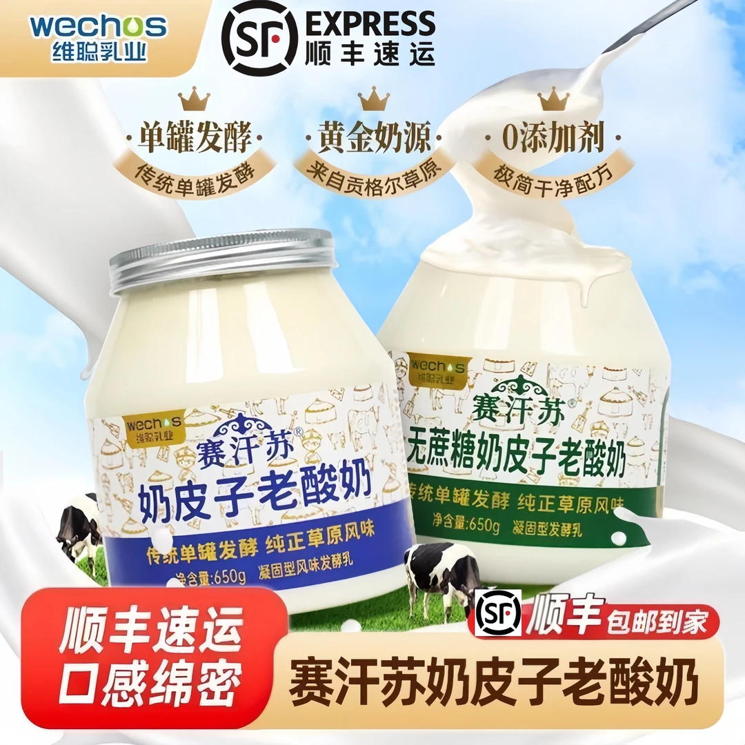 蒙古传统奶皮子老酸奶单罐发酵650g经典低温酸奶