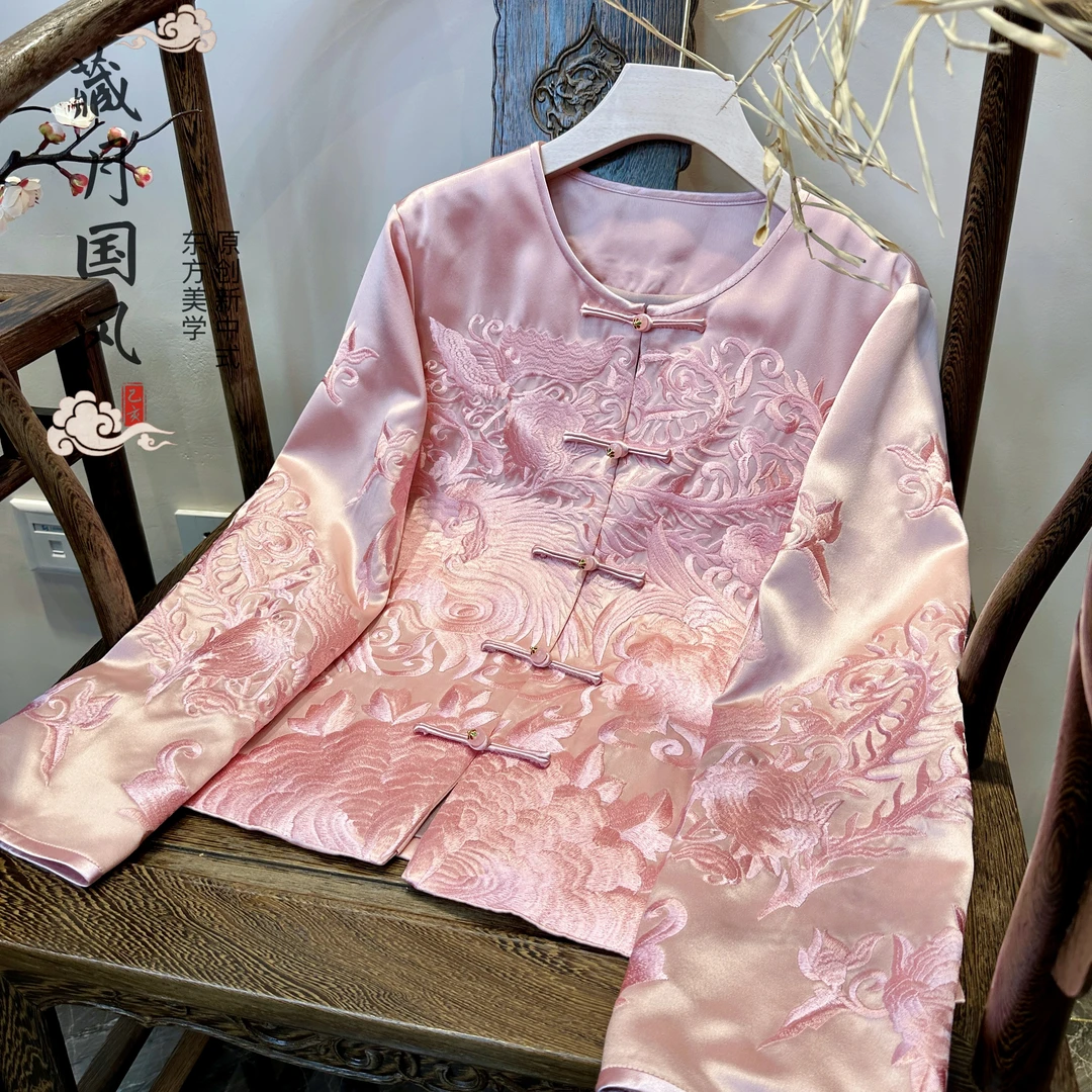 藏月国风2025早春新款新中式改良凤凰牡丹刺绣盘扣外套女A6421340