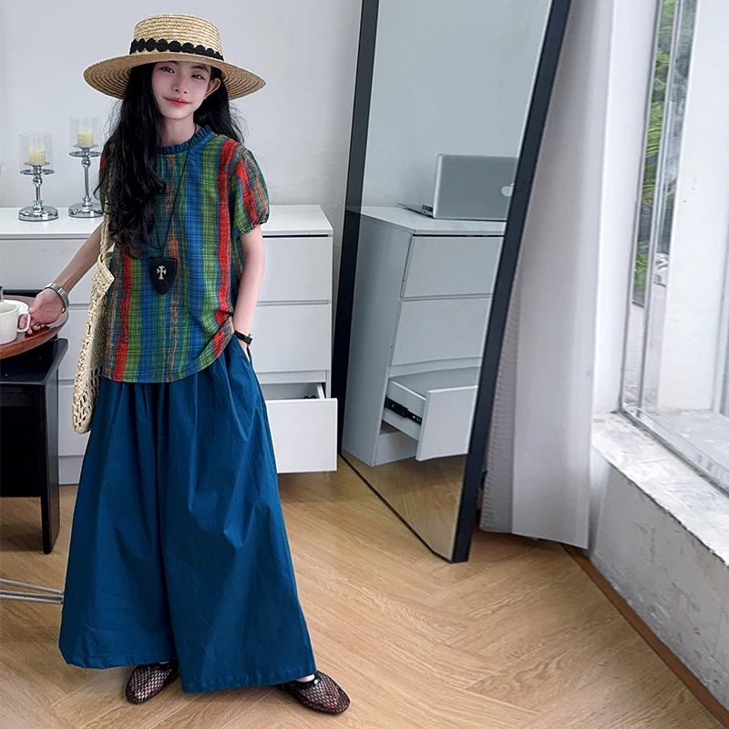 女童夏装娃娃衫短袖套装2025新款夏季儿童女大童女装超好看阔腿裤