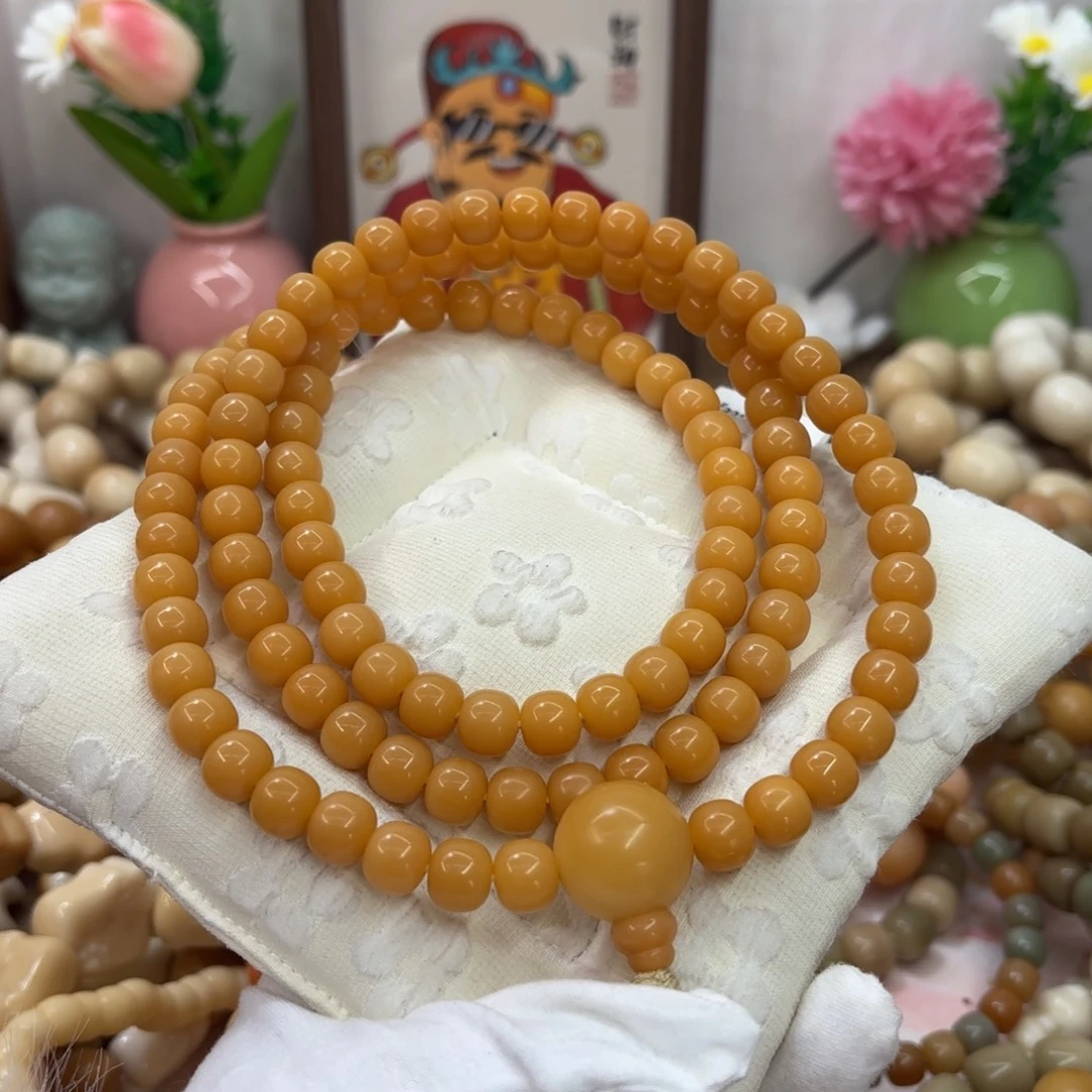 菩提根/象牙果吊坠10干磨缅料桶念珠002