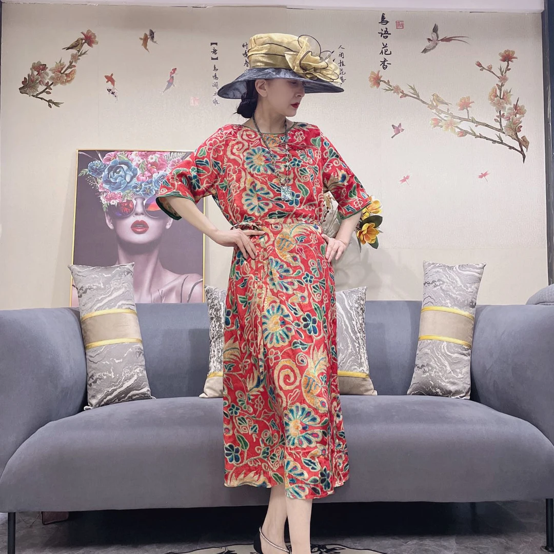 25D6027时尚复古优雅春季上新洋气名媛气质休闲百搭连衣裙