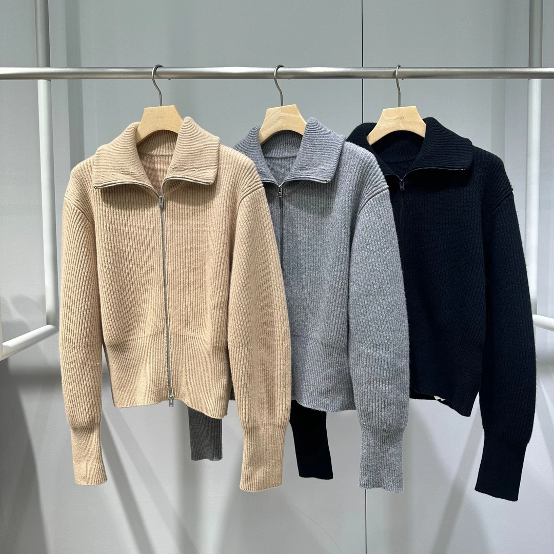 原单商场同款拉链羊毛高领针织衫0312580