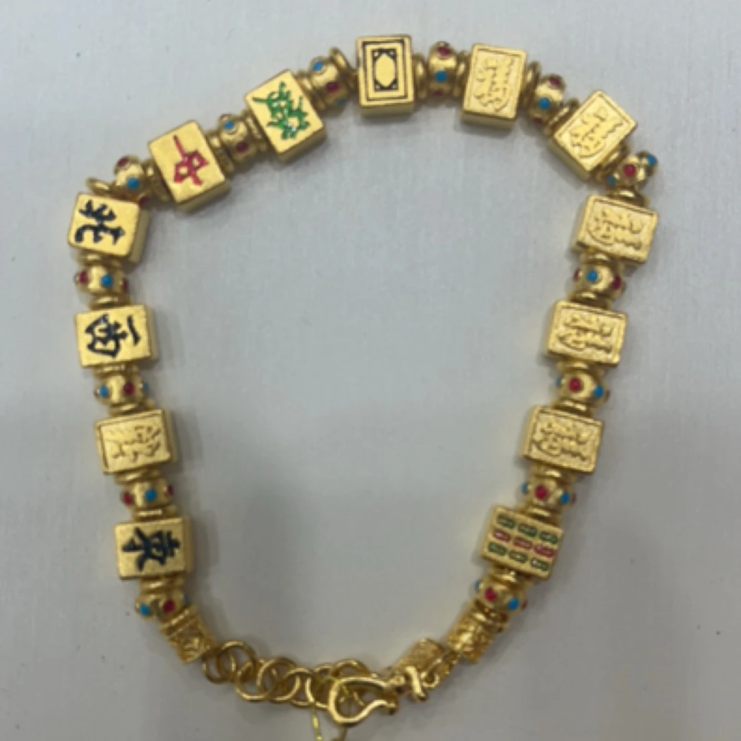 合金手链 珐琅十三幺麻将手串新中式复古轻奢