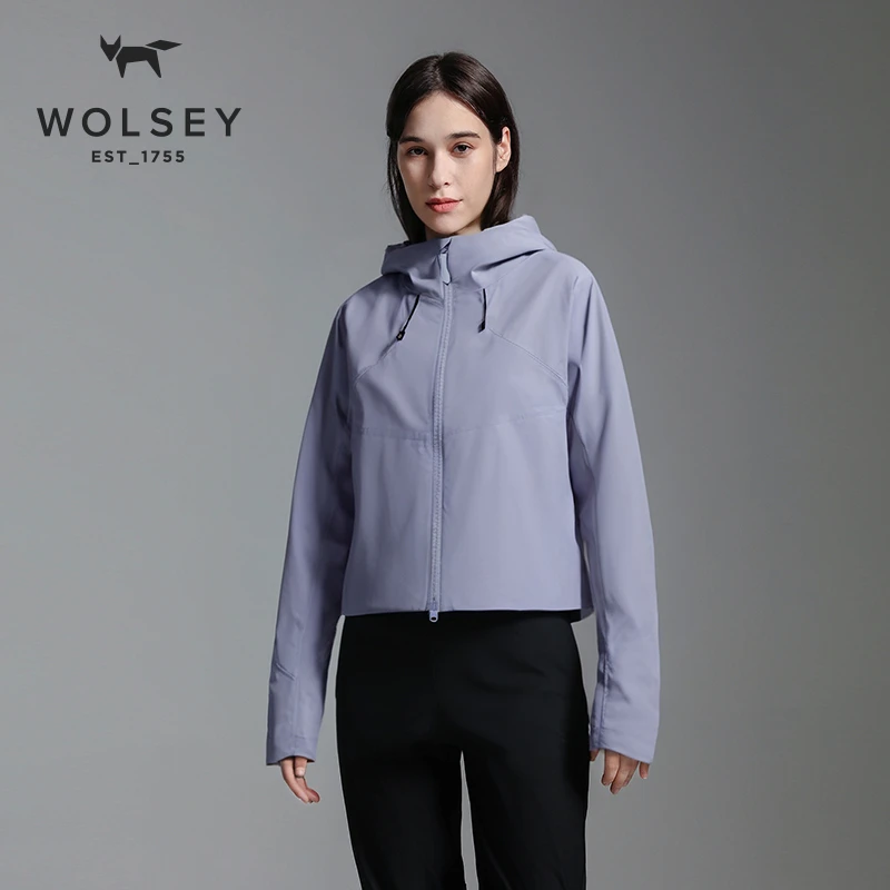 2025新款赫维林女士短款冲锋衣连帽户外春秋防风防水