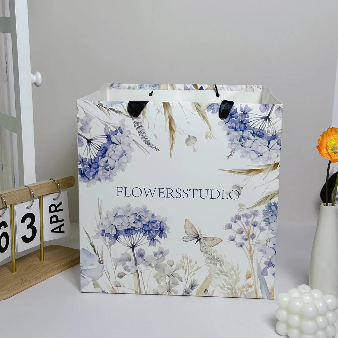 【吉祥优品】鲜花手提袋鲜花礼品袋福气袋蛋糕礼物正方形花店定制