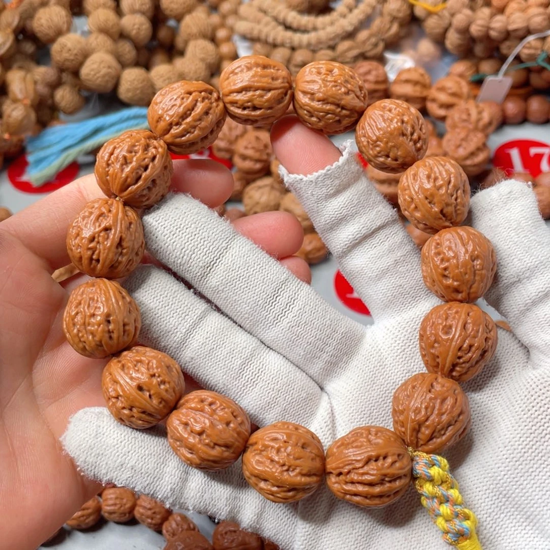 文玩核桃手串玉化皮玻璃底水滴20mm