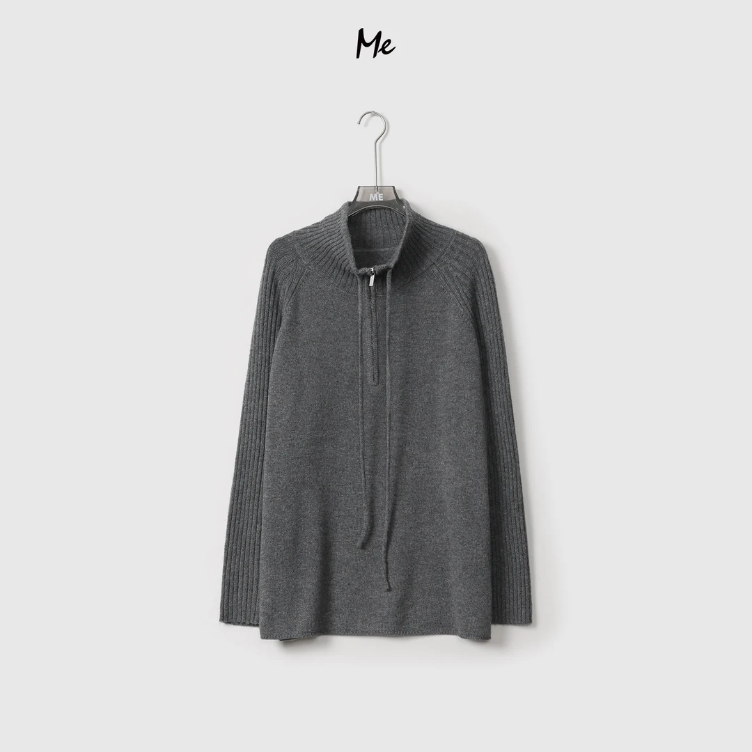 ME【坑条立领一手长打底衫】绵羊毛混纺一手长460G针织毛衣MEQA4508