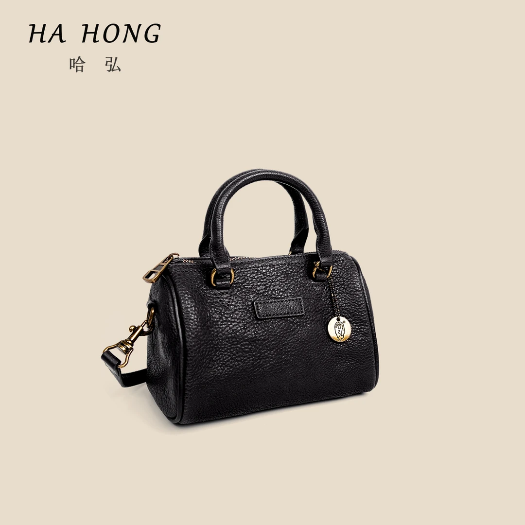 秋冬新款斜挎波士顿包植鞣真皮原生态头层牛皮时尚雅丹潮流款休闲