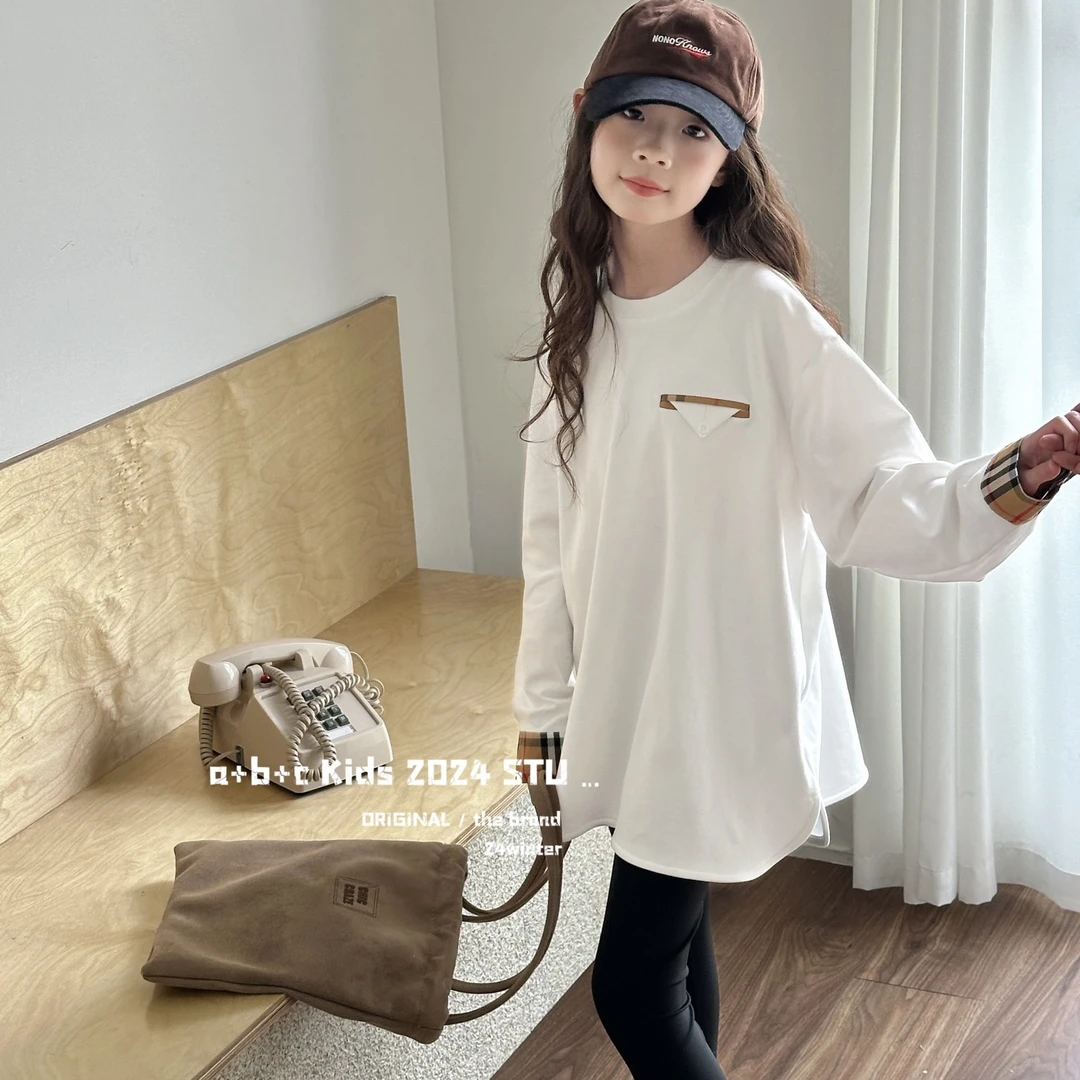 5751儿童格子拼接长袖