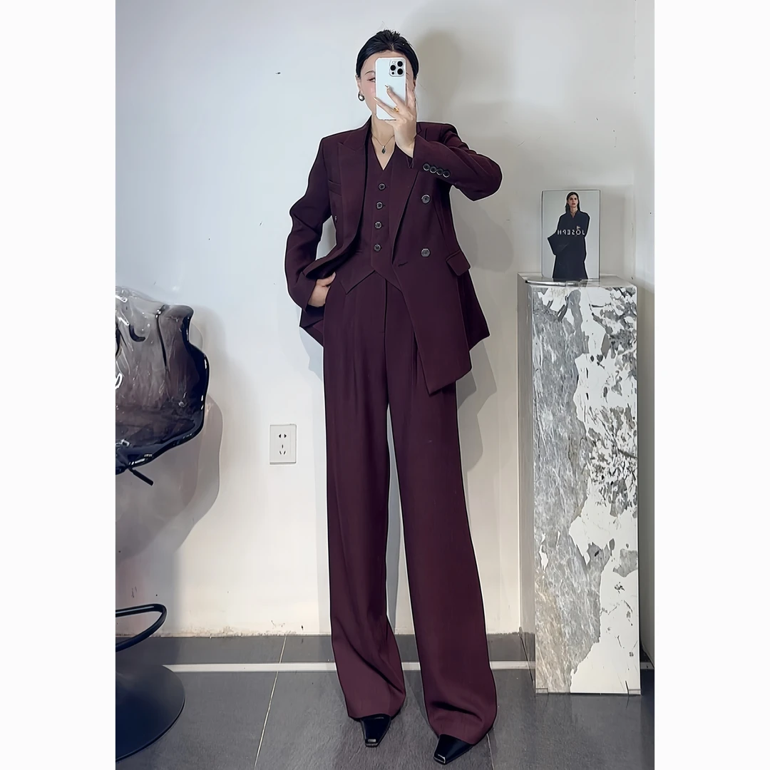 ZEROYK高端定制职业女装高级感宽松西服外套修身马甲长裤三件套