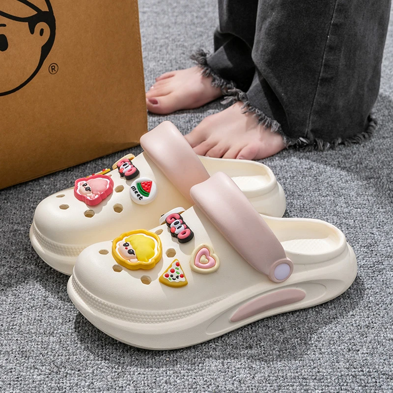 高颜值洞洞鞋女夏季外穿2025新款厚底防滑软底不臭脚亲子拖鞋女款