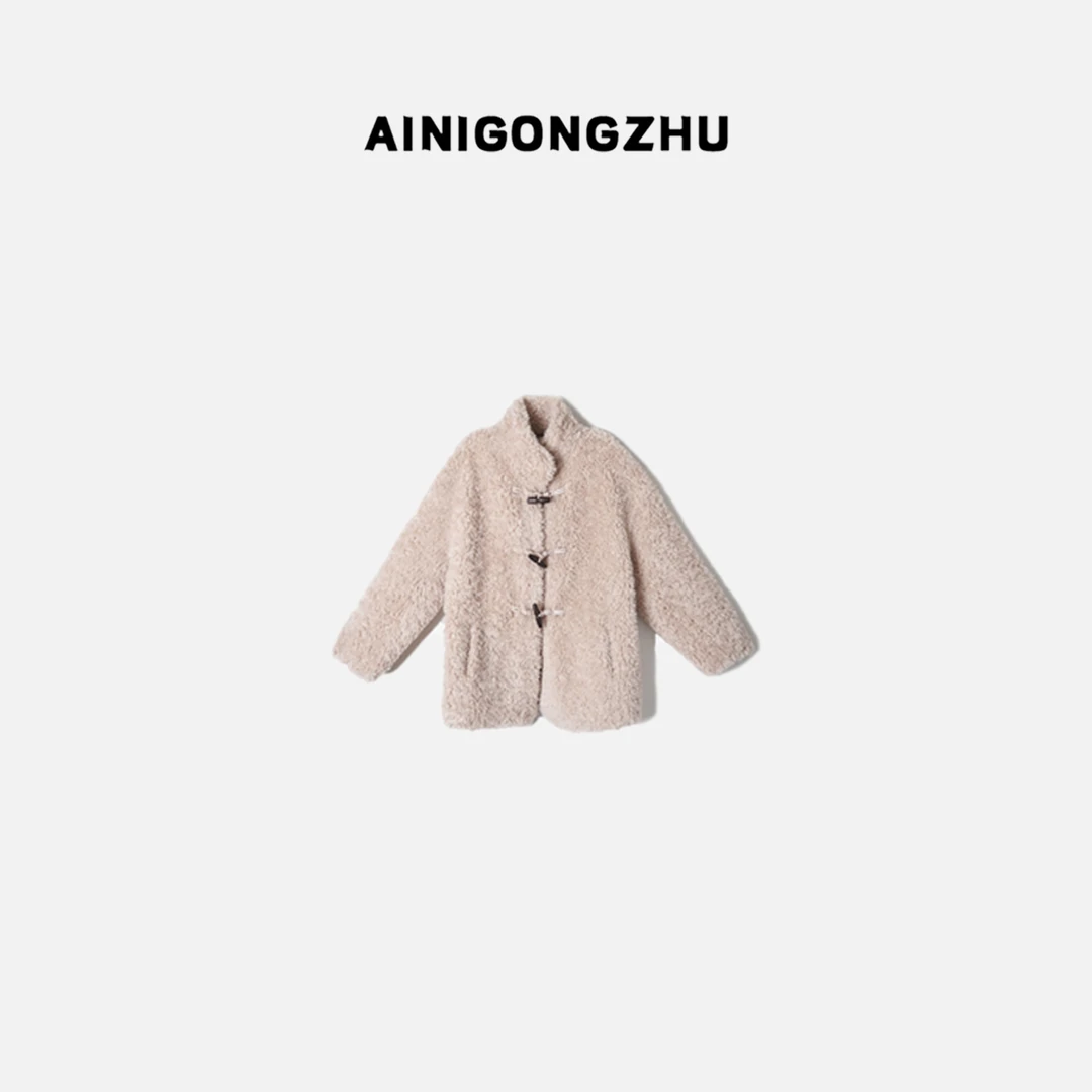 AINIGONGZHU/艾妮公主100全羊毛外套女秋冬厚外套牛角单排扣23032