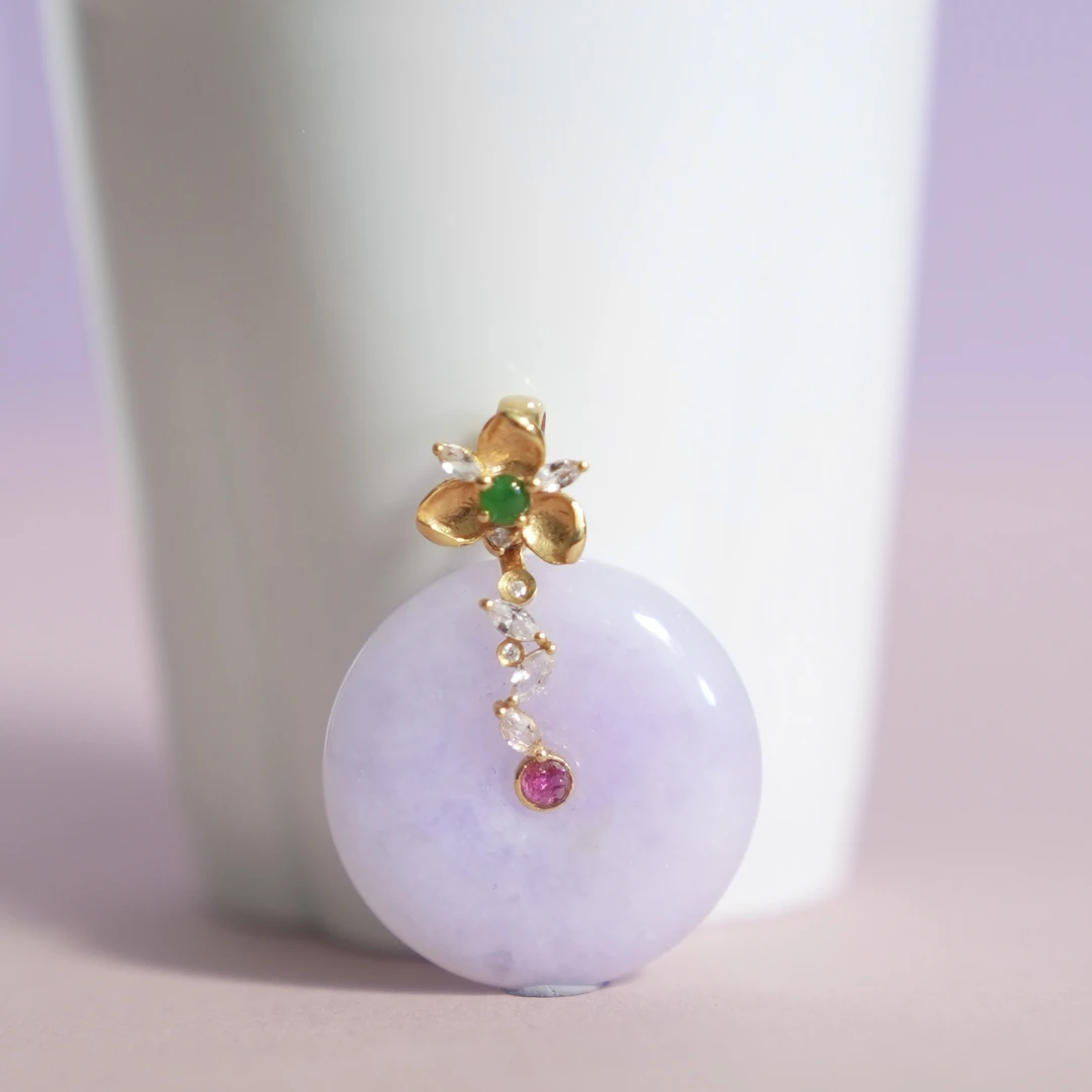 18k金紫罗兰翡翠吊坠SY