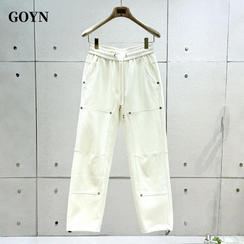 GOYN男装2025秋季新款百搭轻奢直筒时尚纯色男士透气简约休闲长裤