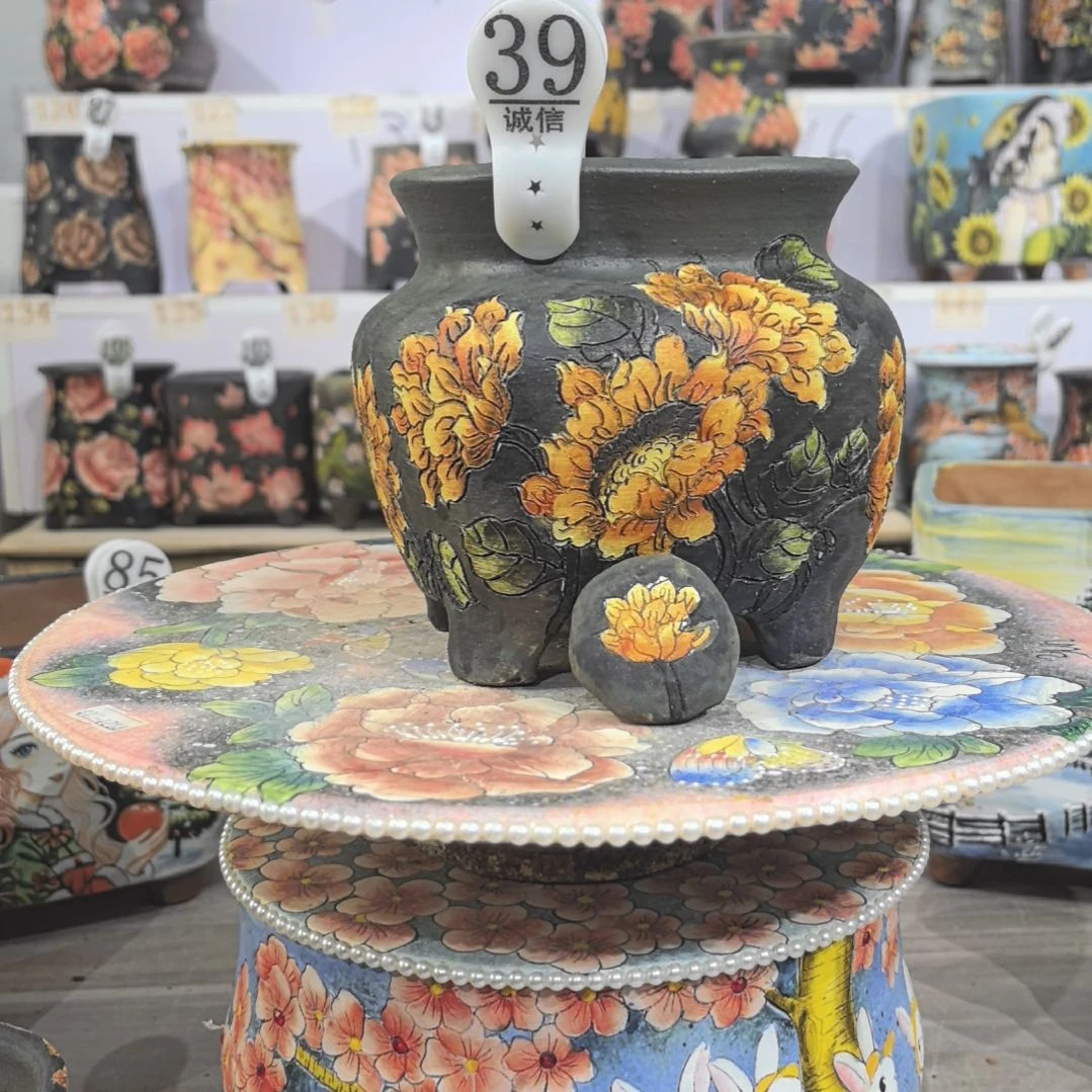 红泥花盆景德镇花盆
