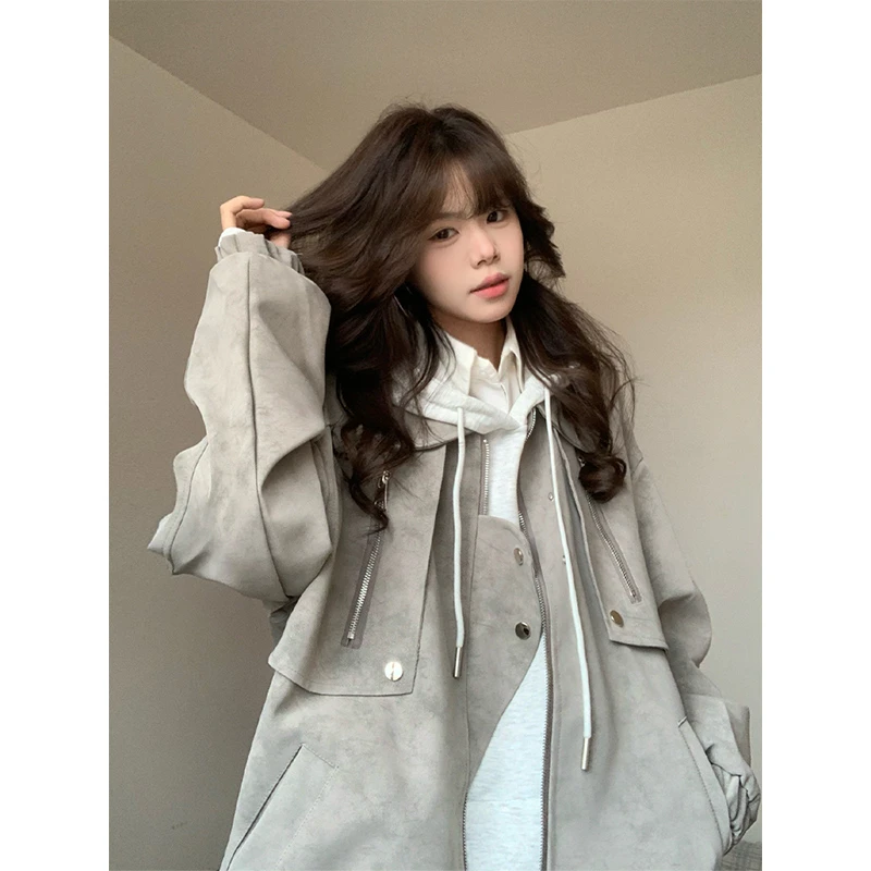 美式高街机车PU皮衣外套男款秋高级感棒球服cleanfit工装飞行夹克