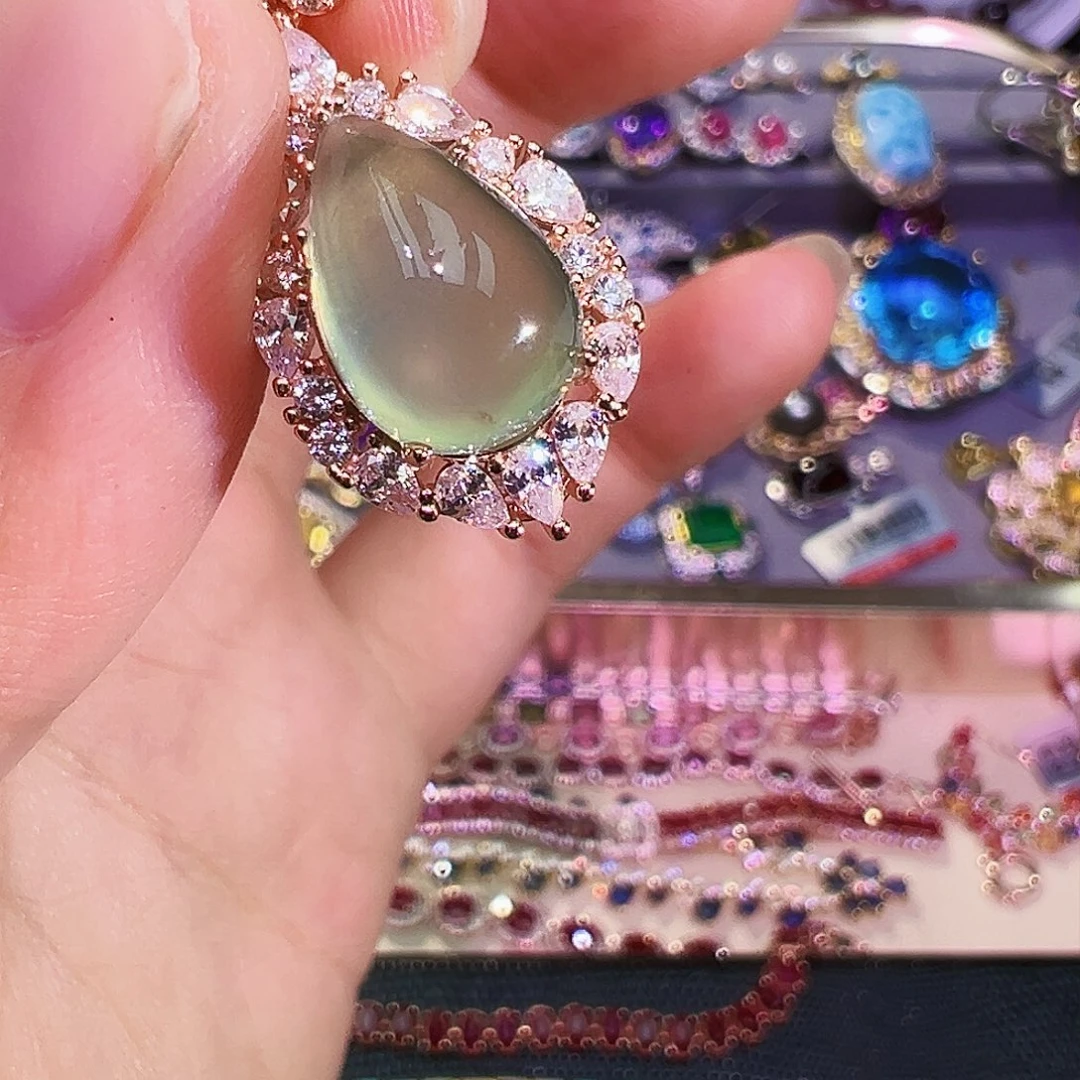 葡萄石银S925镶嵌颈饰