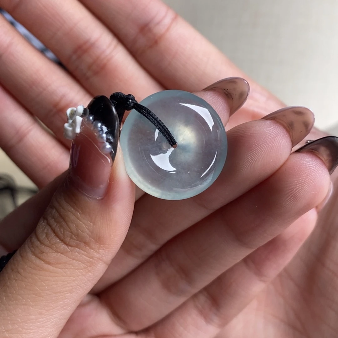 翡翠未镶嵌颈饰高冰种淡淡晴水底冰透平安扣吊坠