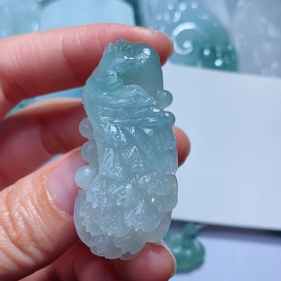 定制翡翠未镶嵌毛货付款后确认抛光