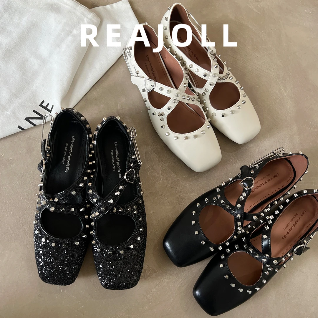 法式小众方头内增高铆钉交叉绑带玛丽珍鞋百搭气质春秋真皮单鞋女