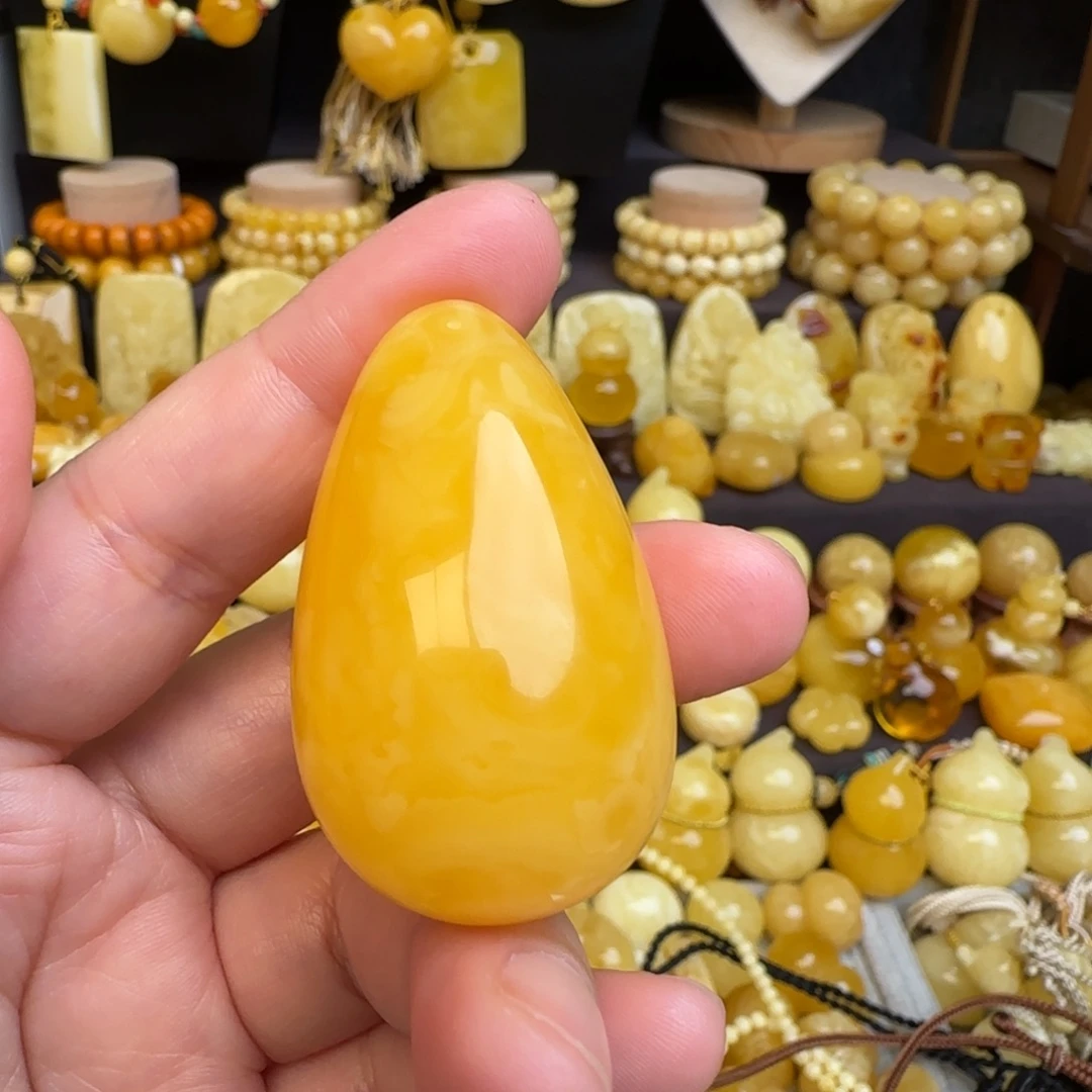 费***奇琥珀未镶嵌吊坠(赠链)蜜蜡水滴吊坠