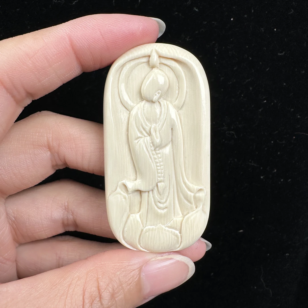 K9459天然猛犸牙 无相佛雕刻件 29*57*7mm支持鉴定 假一罚四