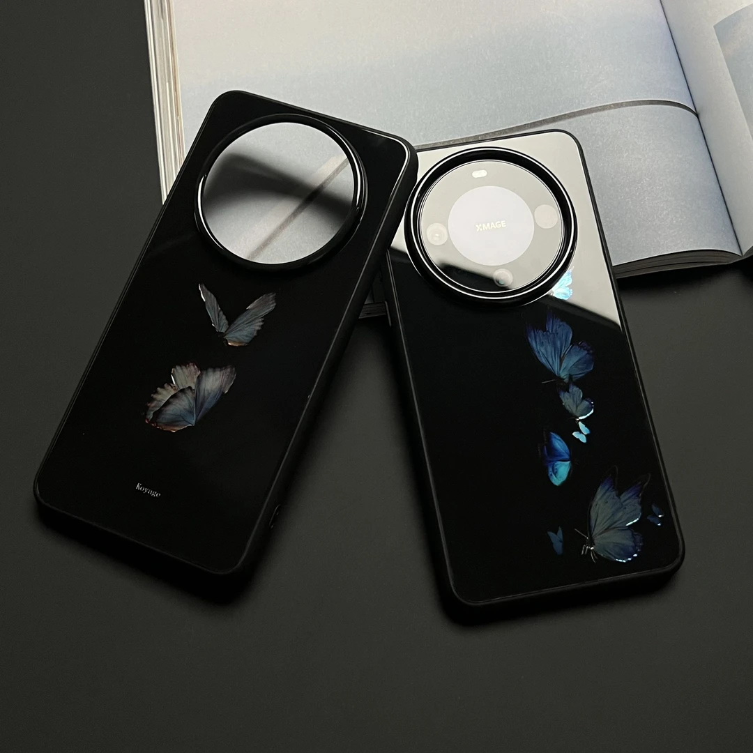 ⌈蓝羽幻蝶⌋新中式适用于华为系列手机壳小众高级感mate60pro/pro+