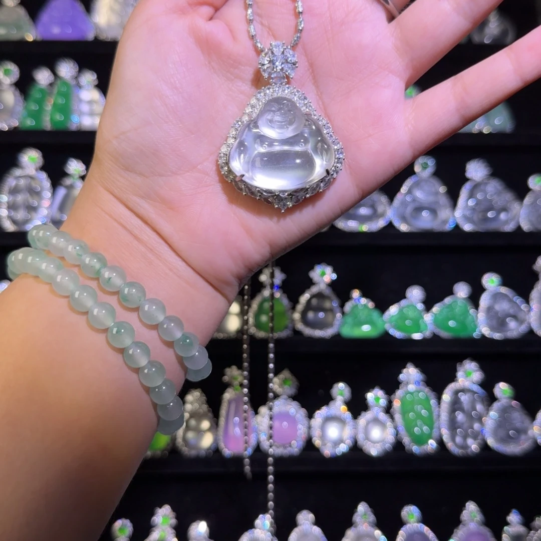 石英质玉银S925镶嵌吊坠(赠链)