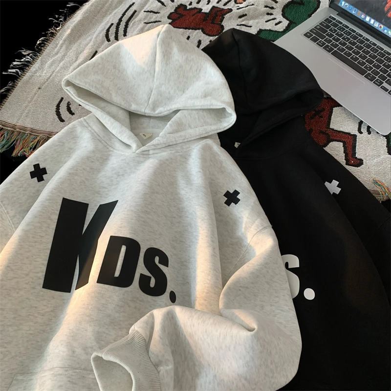 YNZ.XX美式复古连帽卫衣男秋季设计感百搭宽松刺绣立体字母上衣男