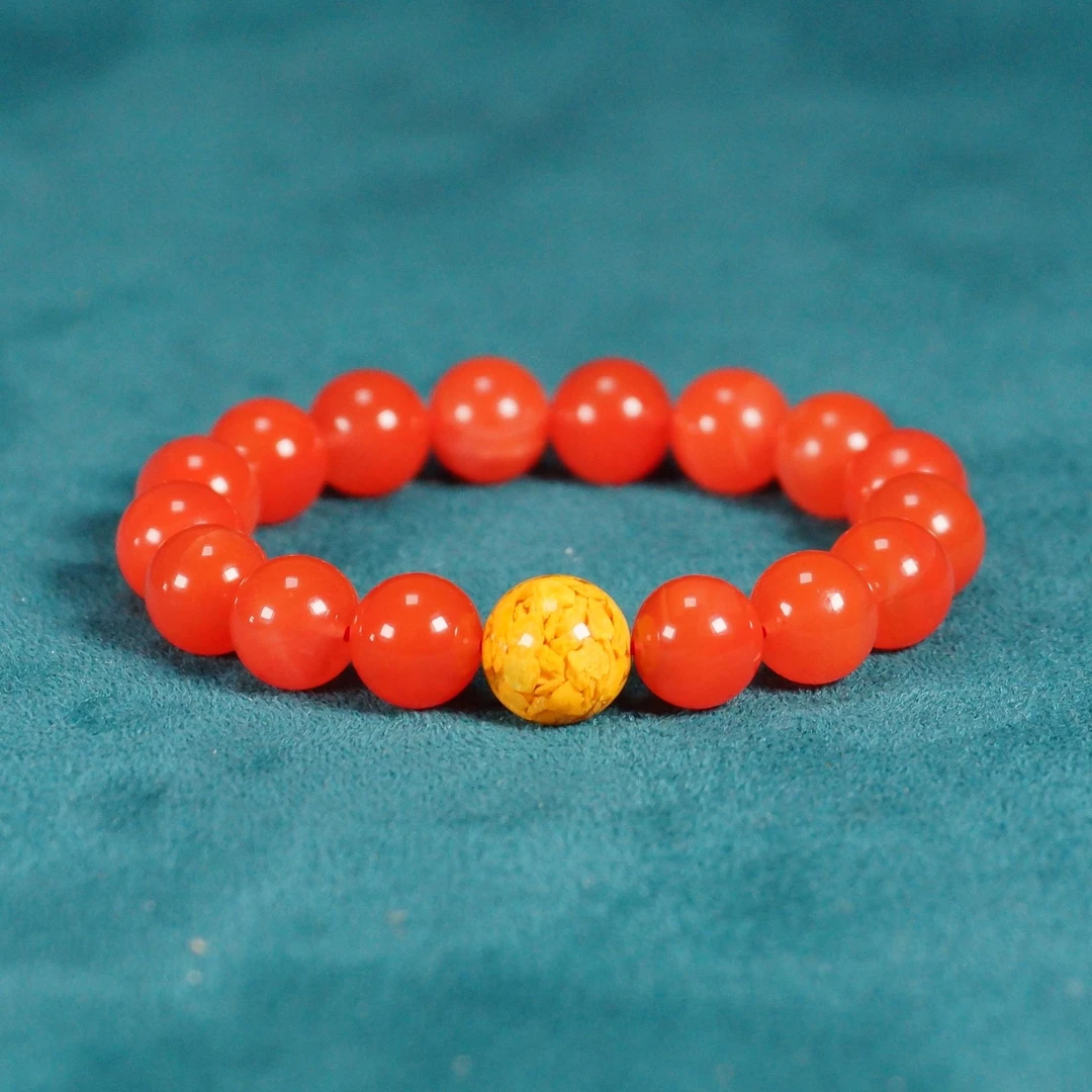 南红雄黄砂玛瑙手串