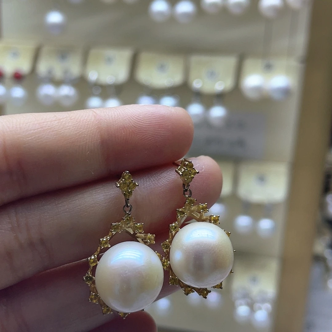 淡水珍珠耳饰银S925镶嵌